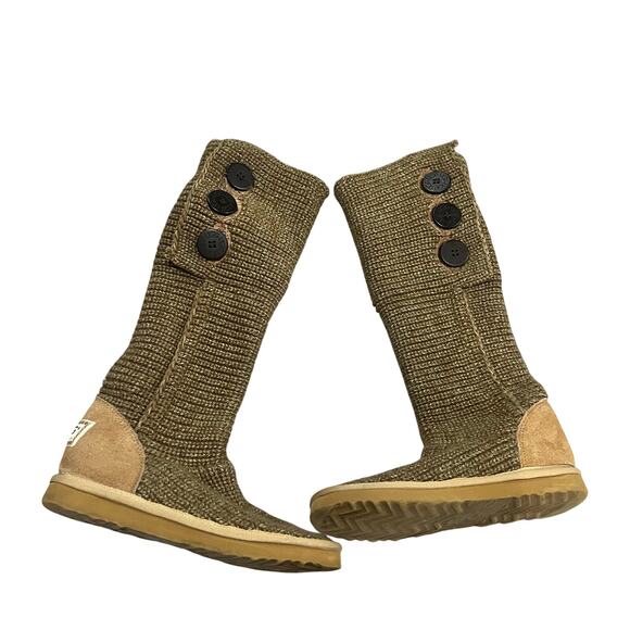 UGG Australia Chestnut Beige Knit Long Boots Size 6 - Picture 1 of 8
